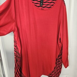 Women's Red Top with Black Accents